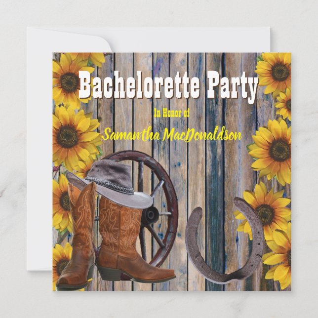 Invitation Bachelorette du ranch rustique (Devant)
