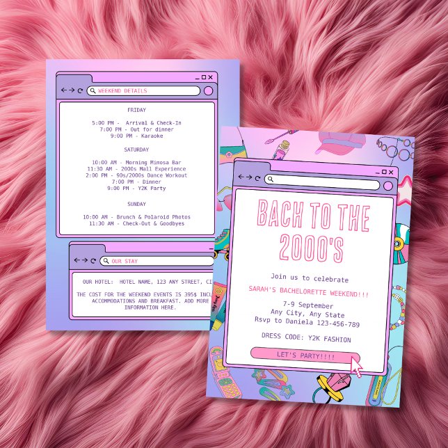 Invitation Bachelorette Du Week-End De L'An 2000 (Y2K Bachelorette Weekend Bach To The 2000's Invitation)