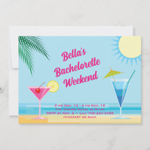 Invitation Bachelorette du week-end de plage tropi