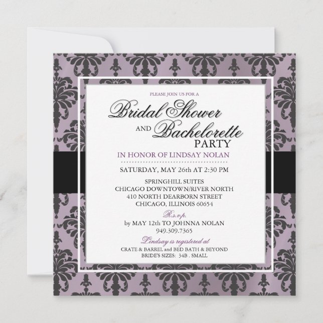 Invitation Bachelorette en dentelle noire sur mesure/Fête de  (Devant)