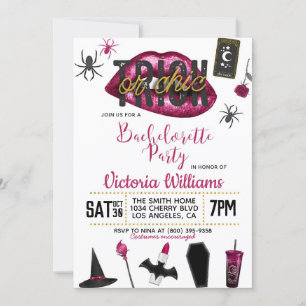 Invitation Bachelorette en halloween chic ou en trompe-l'oeil