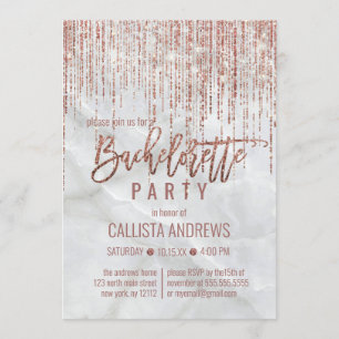 Invitation Bachelorette en marbre blanc Rose or Parties scint