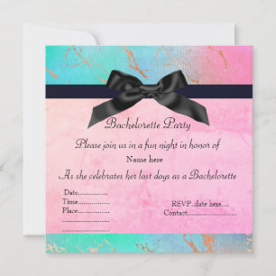 Invitation Bachelorette en marbre pastel vert rose nouveau fu