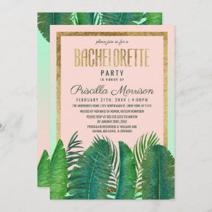Invitation Bachelorette en or Banana Leaf Tropical Palm Tree