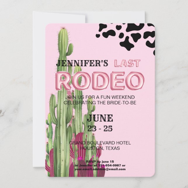 Invitation Bachelorette en or rose police Cowgirl (Devant)