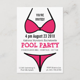 Invitation Bachelorette féminine de Bikini rose chaud