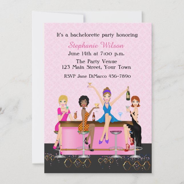 Invitation Bachelorette Fête de la nuit de sortie (Devant)