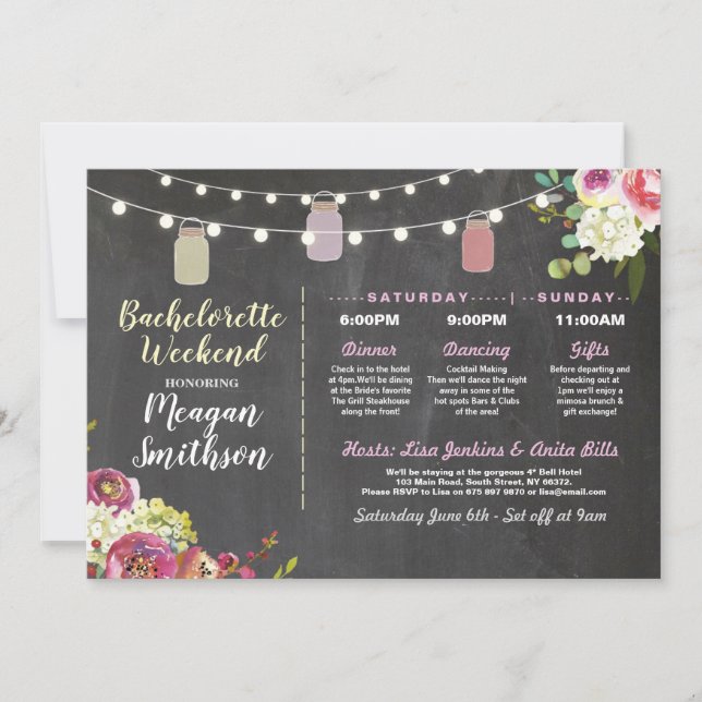 Invitation Bachelorette Fête de l'mariée Itinéraire Jars Chal (Devant)