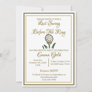 Invitation Bachelorette Fête des mariées Golf Gold & White