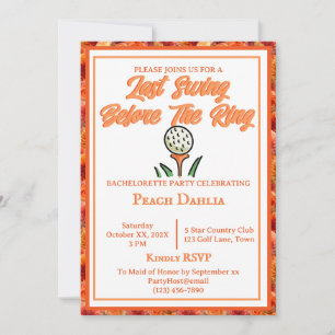 Invitation Bachelorette Fête des mariées Golf Peach Orange