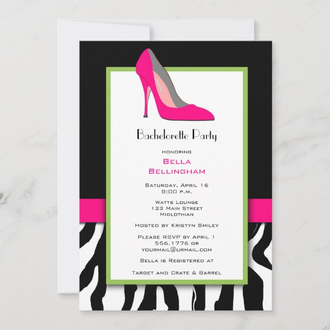 Invitation Bachelorette Fête rose Heels Invite (Devant)