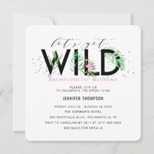 Invitation  Bachelorette Flamant rose tropical sauvage