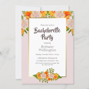 Invitation Bachelorette Florale rose Orange