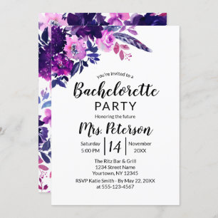 Invitation Bachelorette florale violet enchantée