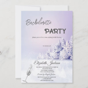 Invitation Bachelorette Forêt Paysager d'hiver Violet