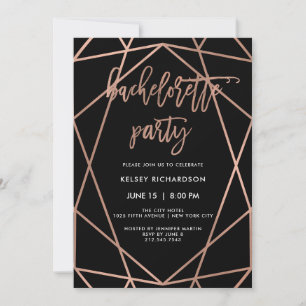 Invitation Bachelorette  Géométrie en or Rose Faux