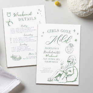 Invitation Bachelorette Girls Gone Mild Script Green Drake