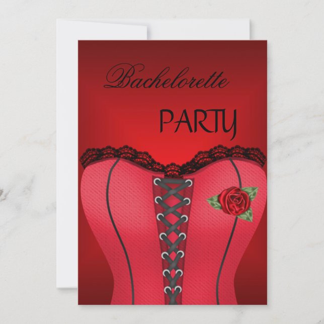 Invitation Bachelorette Gold Black Red Corset (Devant)