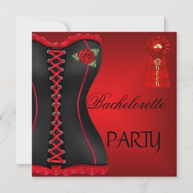 Invitation Bachelorette Gold Black Red Corset (Devant)
