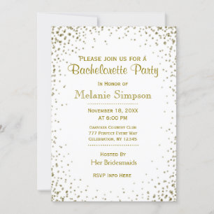 Invitation Bachelorette Gold Confetti