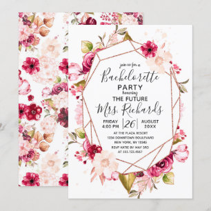 Invitation Bachelorette Gold Rose de Bourgogne
