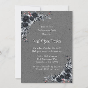 Invitation Bachelorette gothique noire florale