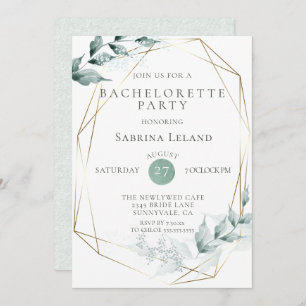 Invitation Bachelorette Grayed Jade Green Botanical
