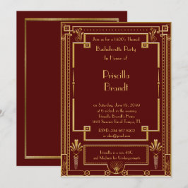 Invitation Bachelorette invitation, grand Gatsby, rouge