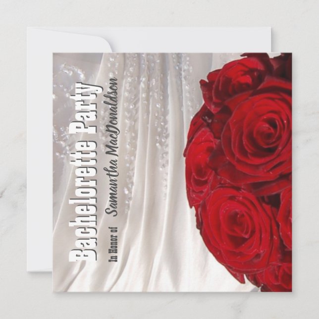 Invitation Bachelorette mariage à fleurs rouges et blanches (Devant)