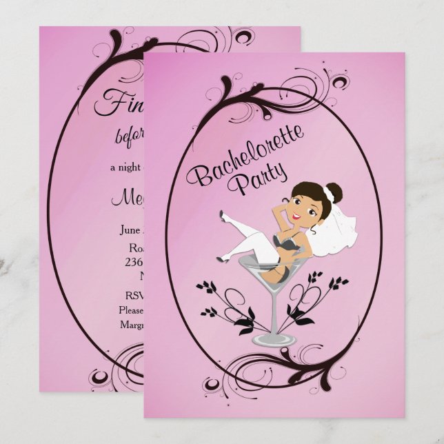 Invitation Bachelorette mariée à l'invitation de la fête (Devant / Derrière)