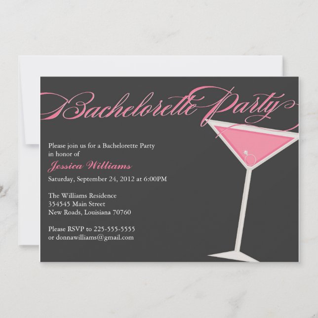 Invitation Bachelorette Martini (Devant)