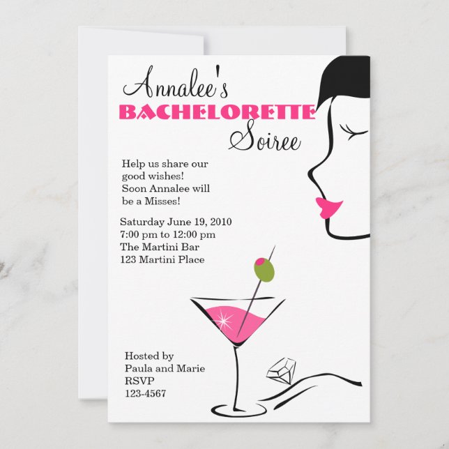 Invitation bachelorette Martini Soiree (Devant)