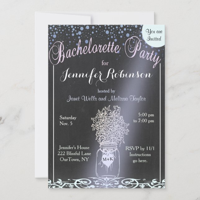 Invitation Bachelorette | Mason Jar (Devant)