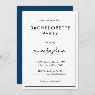 Invitation Bachelorette moderne minimaliste