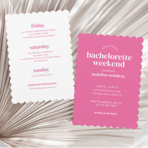 Invitation Bachelorette moderne rétro rose vif