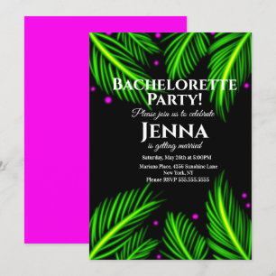 Invitation Bachelorette Neon Palm Leaf Fête des mariées tropi