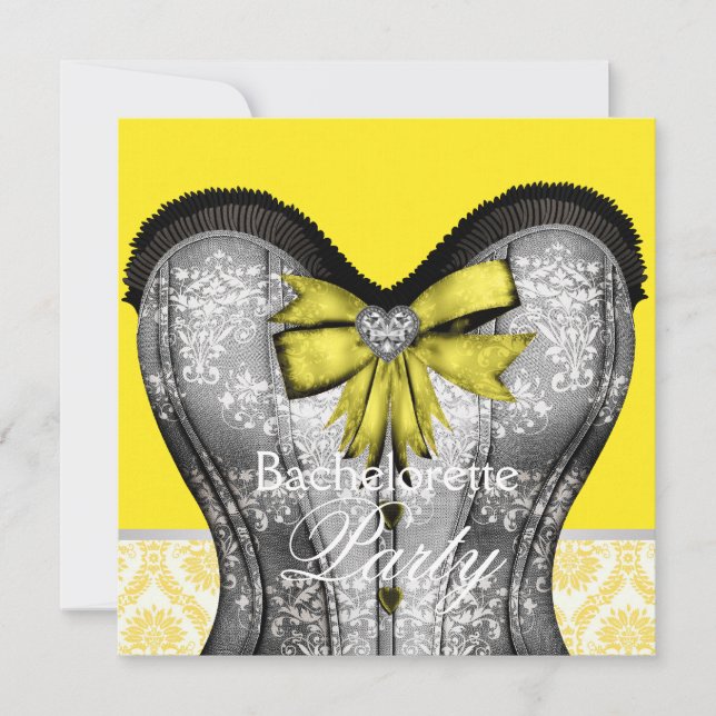 Invitation Bachelorette Noire Jaune (Devant)