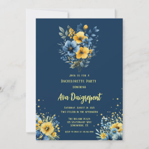 Invitation Bachelorette or bleu bleu bleu jaune de la marine
