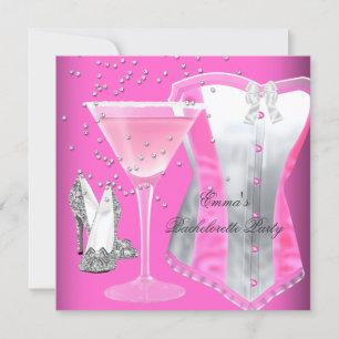 Invitation Bachelorette Parti rose Argent Margarita