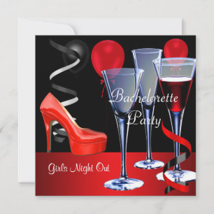 Invitation Bachelorette Parties Rouge Chaussure Hi Heels Vin
