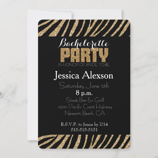 Invitation Bachelorette Parties scintillant d'impression en o (Devant)