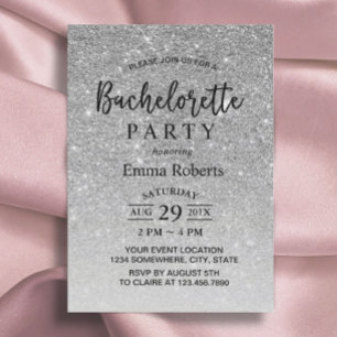 Invitation Bachelorette Parties scintillant moderne en argent