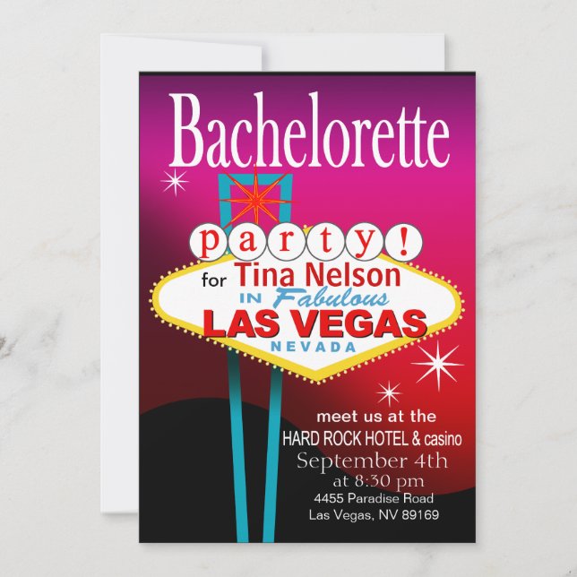 Invitation Bachelorette Party à Las Vegas (Devant)