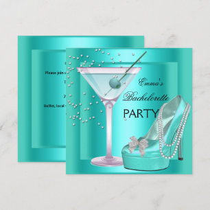 Invitation Bachelorette Party Aqua Turquoise Blue Turquoise C