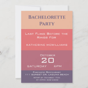 Invitation Bachelorette Party-automne rayures de couleur -