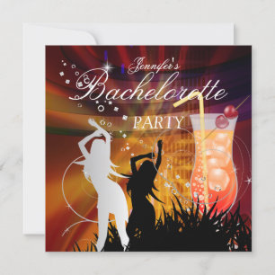 Invitation Bachelorette Party Black Gold White Cocktail