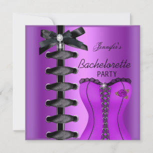 Invitation Bachelorette Party Black violet diamant Cravate