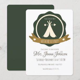 Invitation Bachelorette Party Camping Week-end Tente Badge