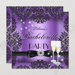 Invitation Bachelorette Party Champagne noir violet
