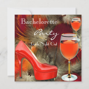 Invitation Bachelorette Party Chaussures rouges Hi Talons Vin